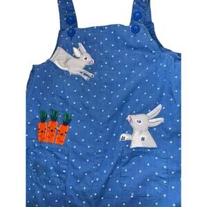 Mini Boden Applique Corduroy Bunny Overalls 18-24 Months Easter Spring ~Flawed